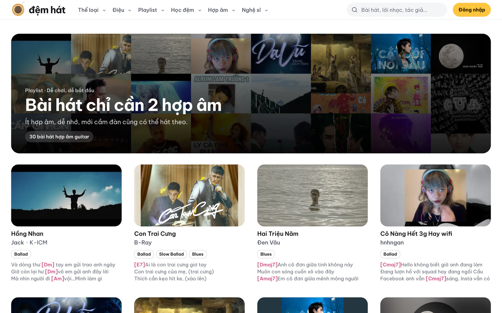 Playlist Bài hát chỉ cần 2 hợp âm.
