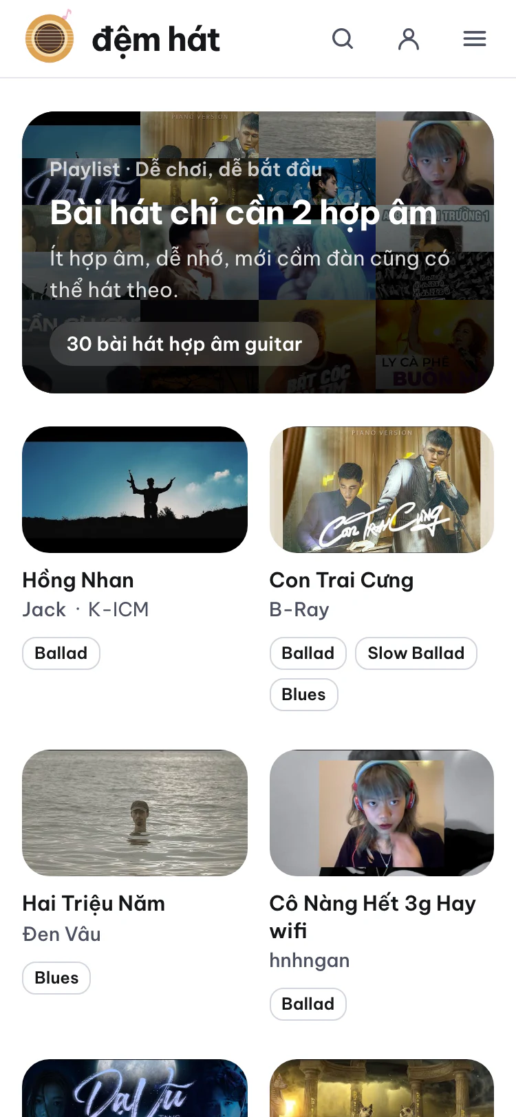 Playlist Bài hát chỉ cần 2 hợp âm.