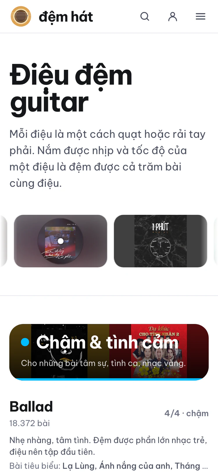 Các điệu được chia theo nhanh chậm.